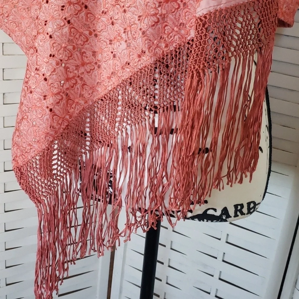 Little Jouneys Chicago coral embroidery eyelet wrap shawl